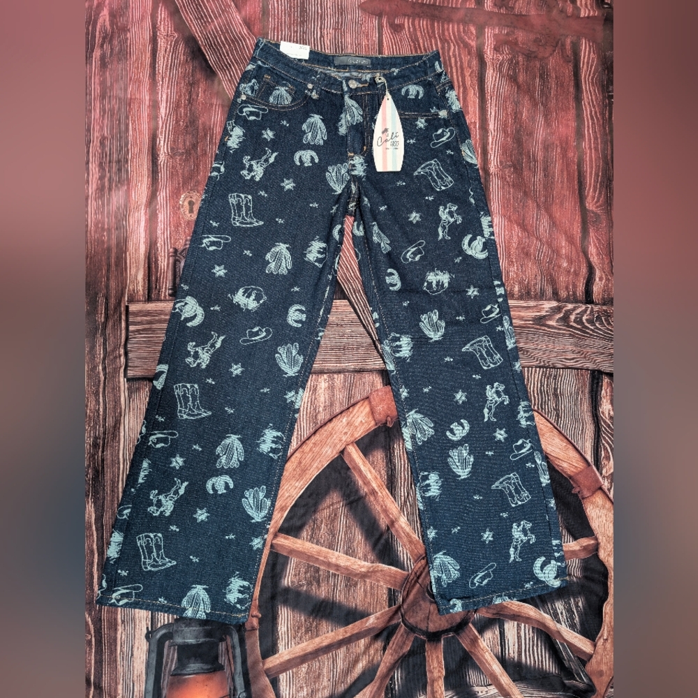 NWT Cali 1850 Western Print Jeans Size 3 - Picture 4 of 7